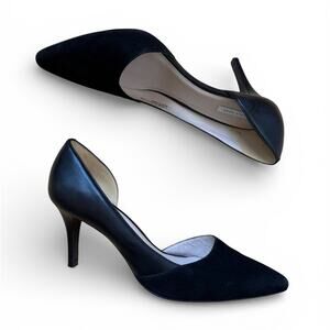 Cole Haan Black Suede and Leather Pointed Toe D'Orsay Pumps Women's Size 9.5